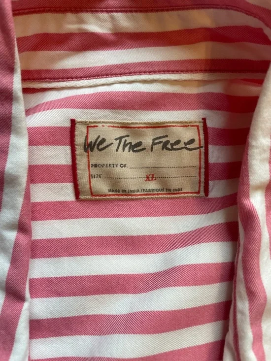 NWT We The Free Pink and White Striped oversized button down - Picture 1 of 4
